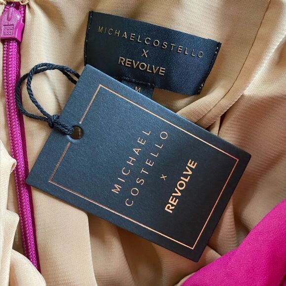 NWT Michael Costello Revolve Constance Mini Dress Fuschia pink chiffon S - Picture 12 of 14